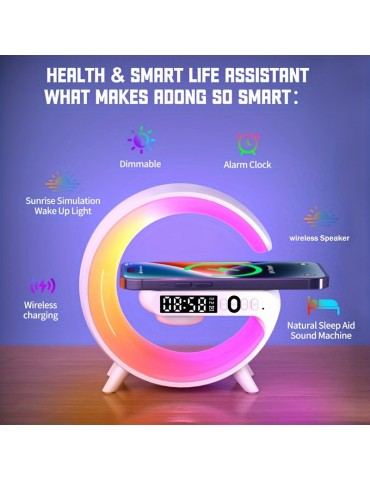 Mini Multifunction Wireless Charger Pad Stand Speakers TF RGB Night Light Fast Charging Station For IPhone14 13 12 For Samsung For Xiaomi