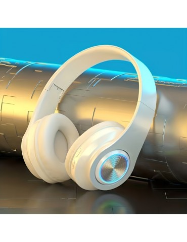 Light Emitting Wireless Headphones,Colorful LED Lights Comfort Over Ear Foldable Headset With Built-in Microphone,FM,SD Card Slot,Wired For School/Tablet Computer/PC/TV/Cellphones/Travel Gift For Birthday/Easter