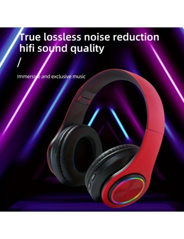 Light Emitting Wireless Headphones,Colorful LED Lights Comfort Over Ear Foldable Headset With Built-in Microphone,FM,SD Card Slot,Wired For School/Tablet Computer/PC/TV/Cellphones/Travel Gift For Birthday/Easter