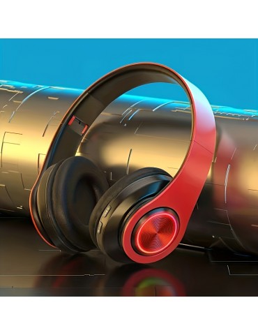 Light Emitting Wireless Headphones,Colorful LED Lights Comfort Over Ear Foldable Headset With Built-in Microphone,FM,SD Card Slot,Wired For School/Tablet Computer/PC/TV/Cellphones/Travel Gift For Birthday/Easter