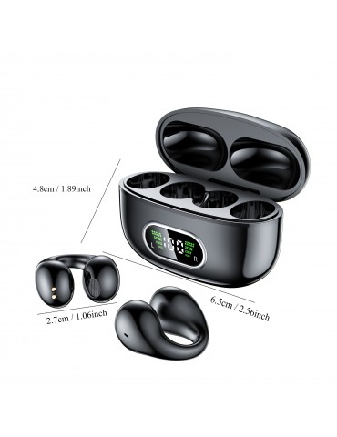 New Long Battery Life Wireless Earphones Clip Ear HD Non-In-Ear For iPhone Android Universal Digital Display Earphones Stereo Sound Best Gift Unisex