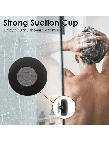 Wireless Speaker, Portable Mini Wireless Speaker With Suction Cup For Bathroom Bedroom Black Speaker 2 Hours Of Battery Life For Parties, Travel, Home, And Outdoor (The Suction Cup Only Works On The Smooth Wall Like Glass Ceramic Tile)