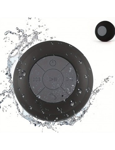Wireless Speaker, Portable Mini Wireless Speaker With Suction Cup For Bathroom Bedroom Black Speaker 2 Hours Of Battery Life For Parties, Travel, Home, And Outdoor (The Suction Cup Only Works On The Smooth Wall Like Glass Ceramic Tile)
