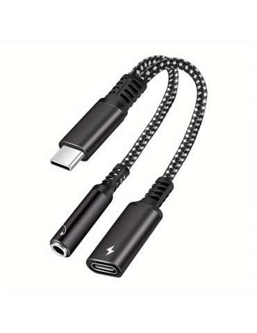 Suitable For  IPhone 15 Por Max Type-C To 3.5mm Adapter 2-in-1 PD Charging Digital DAC Call U-shield Adapter