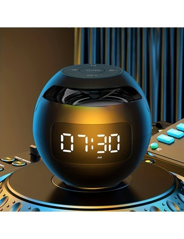 Portable Wireless Speaker With Clock Alarm And Human Body Induction, Waterproof Small Speaker With Colorful Atmosphere Light