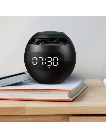 Portable Wireless Speaker With Clock Alarm And Human Body Induction, Waterproof Small Speaker With Colorful Atmosphere Light