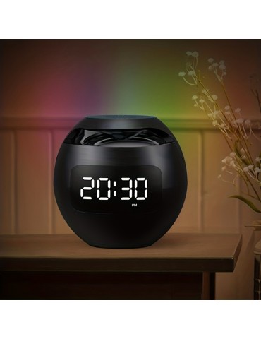 Portable Wireless Speaker With Clock Alarm And Human Body Induction, Waterproof Small Speaker With Colorful Atmosphere Light