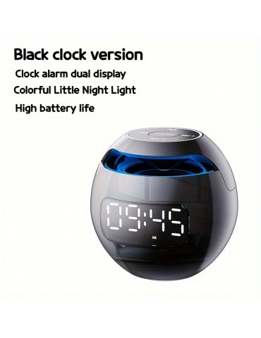 Portable Wireless Speaker With Clock Alarm And Human Body Induction, Waterproof Small Speaker With Colorful Atmosphere Light