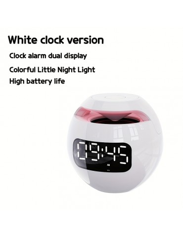 Portable Wireless Speaker With Clock Alarm And Human Body Induction, Waterproof Small Speaker With Colorful Atmosphere Light