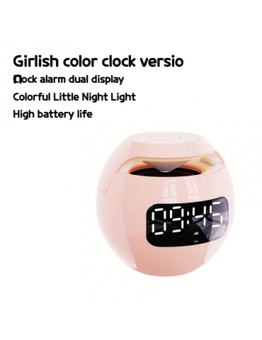 Portable Wireless Speaker With Clock Alarm And Human Body Induction, Waterproof Small Speaker With Colorful Atmosphere Light