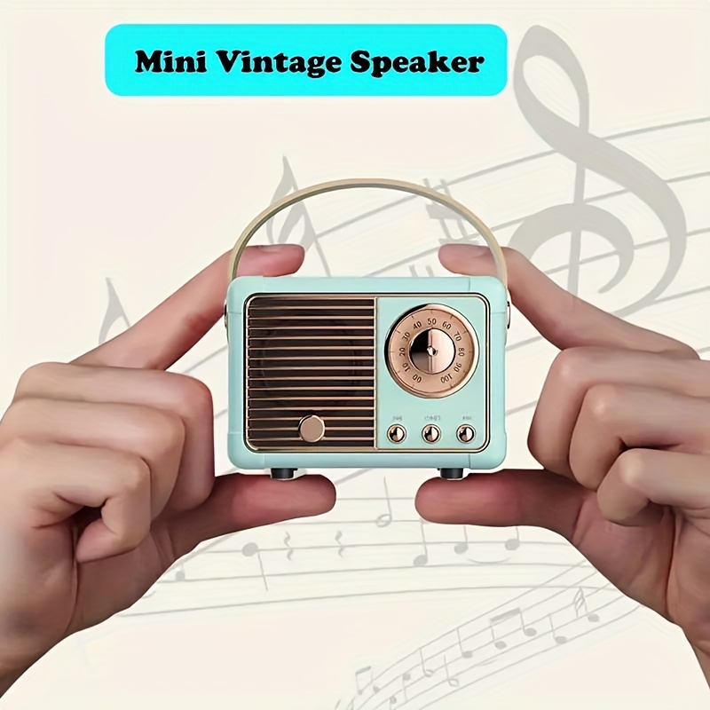 retro wireless speaker vintage decor small wireless speaker cute old fashion style for kitchen desk bedroom office party outdoor for android devices details 1