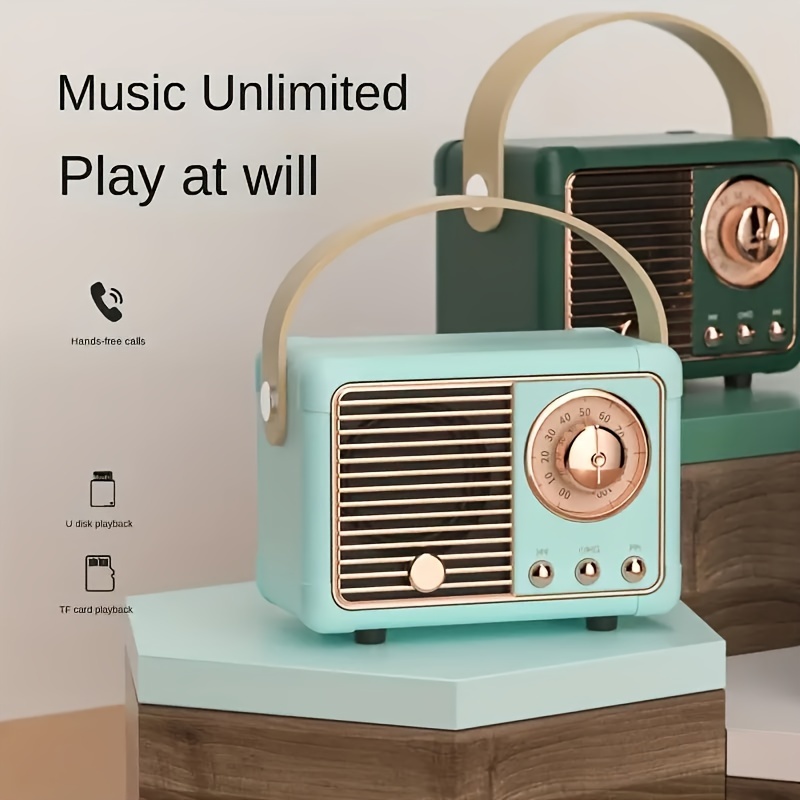 retro wireless speaker vintage decor small wireless speaker cute old fashion style for kitchen desk bedroom office party outdoor for android devices details 6