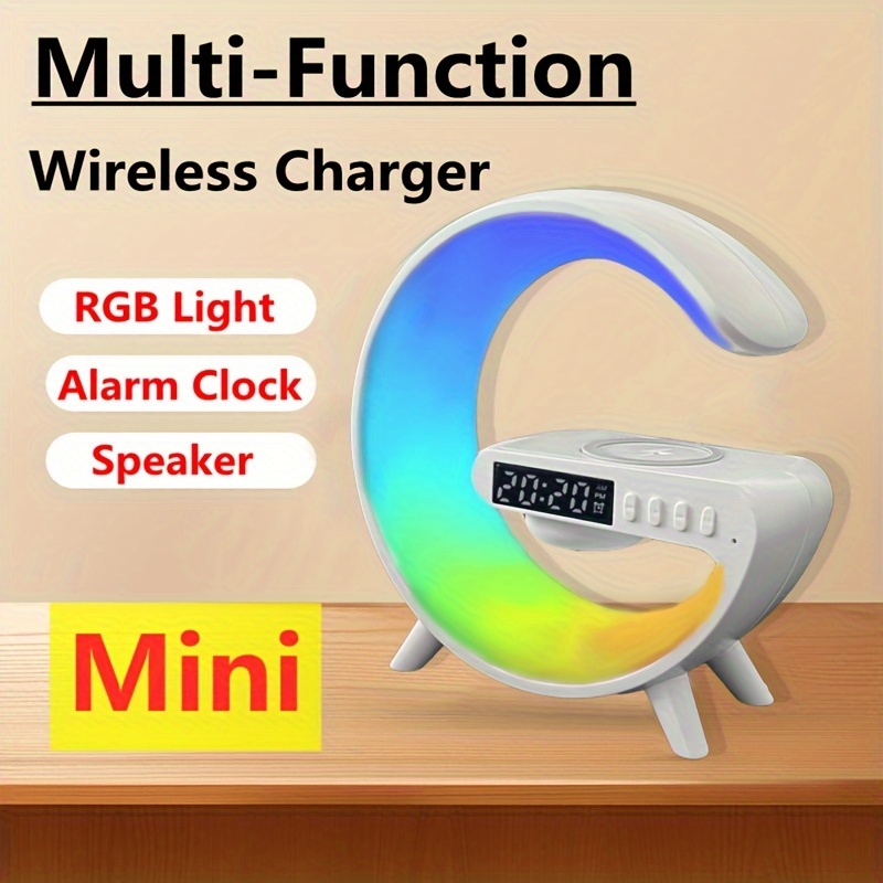 multifunction wireless charger pad stand speaker tf rgb night light 15w fast charging station for iphone samsung xiaomi details 0