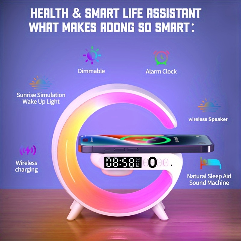 multifunction wireless charger pad stand speaker tf rgb night light 15w fast charging station for iphone samsung xiaomi details 5
