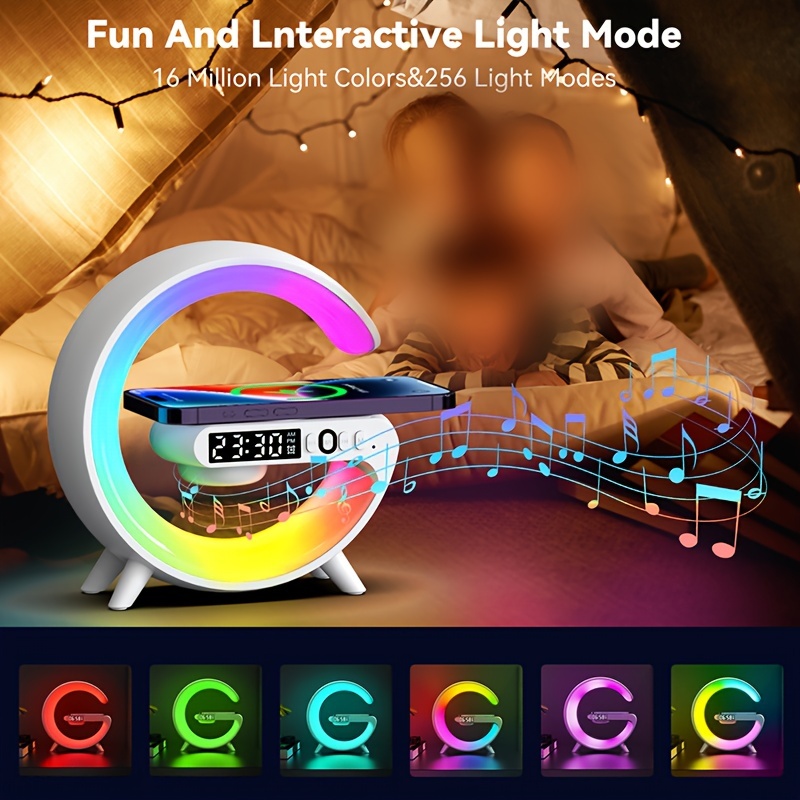 multifunction wireless charger pad stand speaker tf rgb night light 15w fast charging station for iphone samsung xiaomi details 6