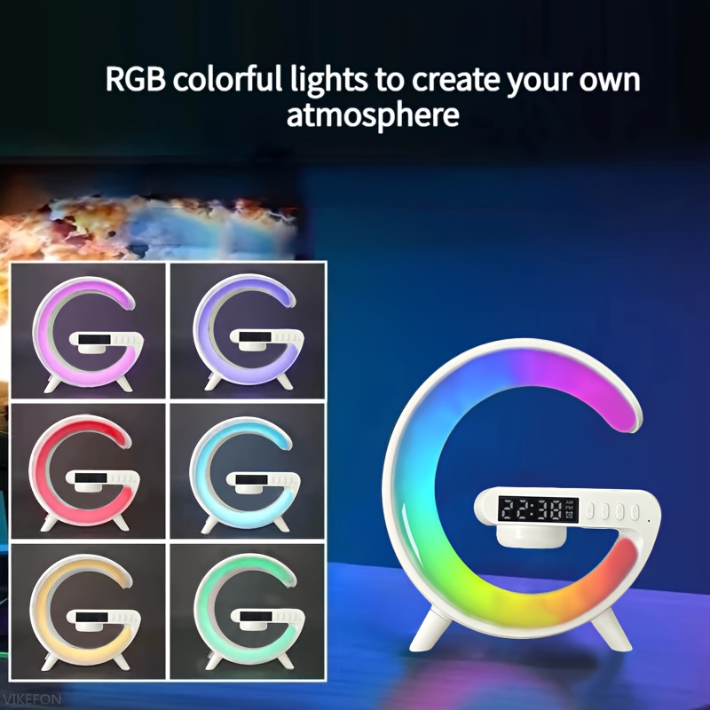 multifunction wireless charger pad stand speaker tf rgb night light 15w fast charging station for iphone samsung xiaomi details 7