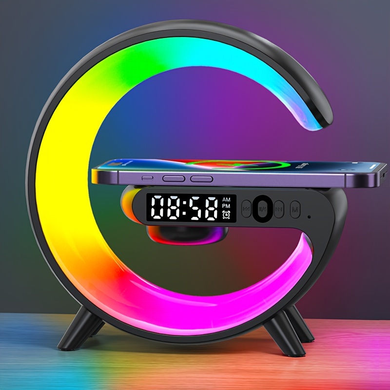 multifunction wireless charger pad stand speaker tf rgb night light 15w fast charging station for iphone samsung xiaomi details 8