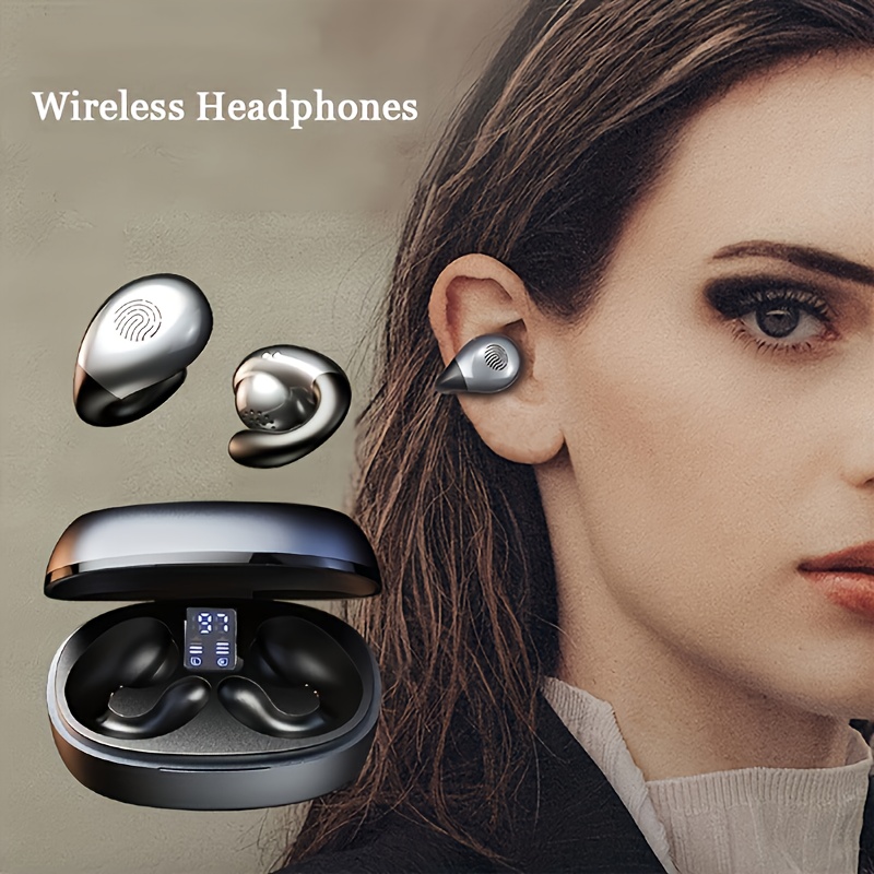 bone conduction bt earphones ear clip wireless headphones with mic calling touch control waterproof sports headsets birthday gifts christmas gifts details 0