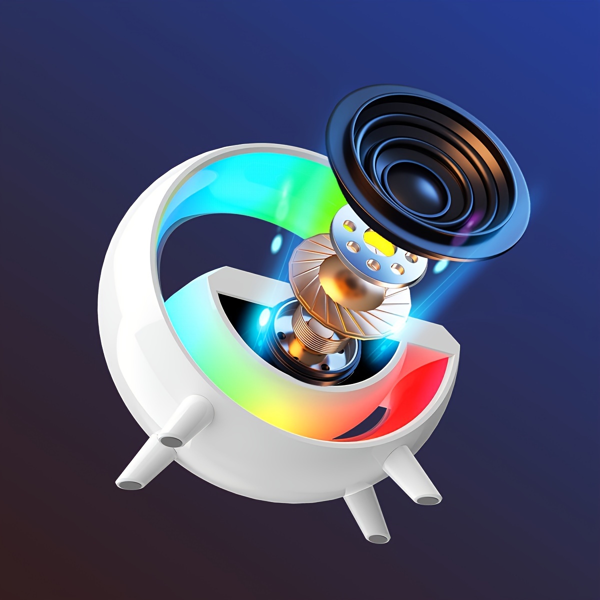 wireless speaker smart rgb light bar sunrise alarm clock to wake you up refreshed color changing timer alarm clock charger stand bedside lamp and speaker alarm clock simulates a sunset details 3