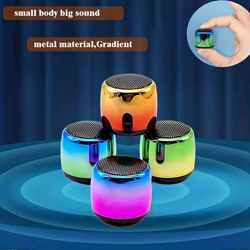 New Gradient Metal Mini Portable Small Speaker Thumb Small Lound Speakers Outdoor Wireless Sports Music Player With Lanyard Festival Gift Choice details 0