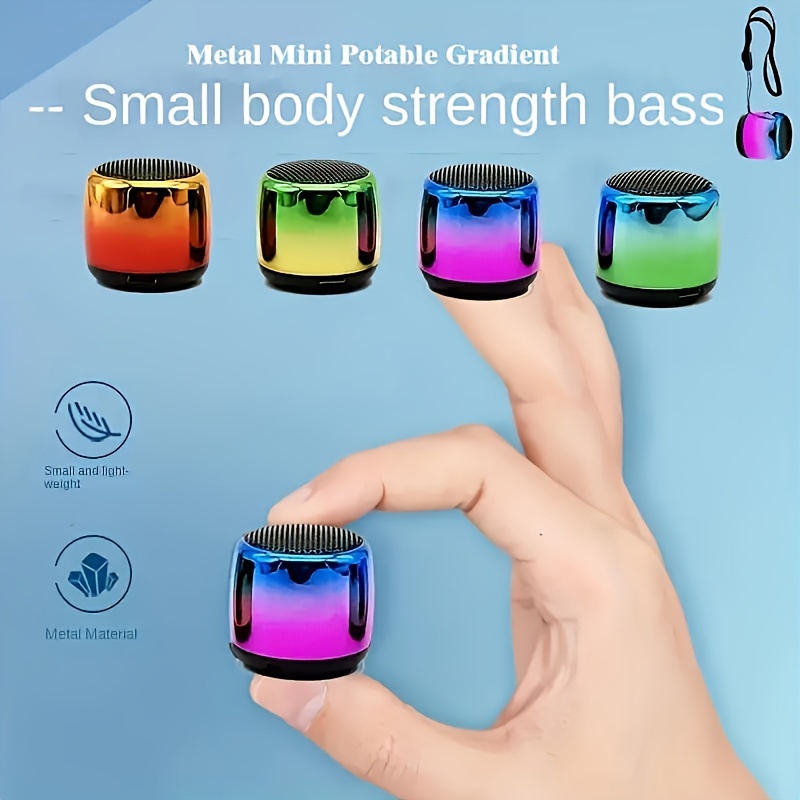 New Gradient Metal Mini Portable Small Speaker Thumb Small Lound Speakers Outdoor Wireless Sports Music Player With Lanyard Festival Gift Choice details 3