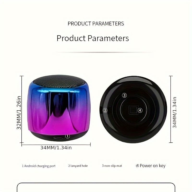 New Gradient Metal Mini Portable Small Speaker Thumb Small Lound Speakers Outdoor Wireless Sports Music Player With Lanyard Festival Gift Choice details 6