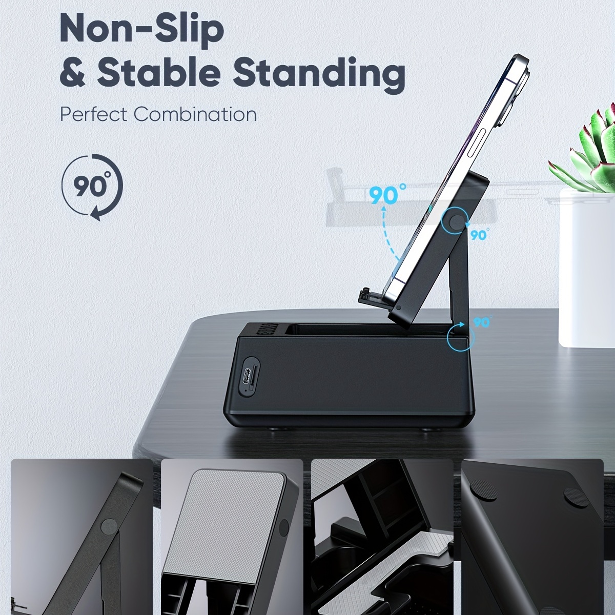 wireless speaker with alarm and anti slip base high definition surround sound mobile phone holder suitable for home and outdoor use desktop computer with speaker compatible with iphone ipad samsung galaxy details 5
