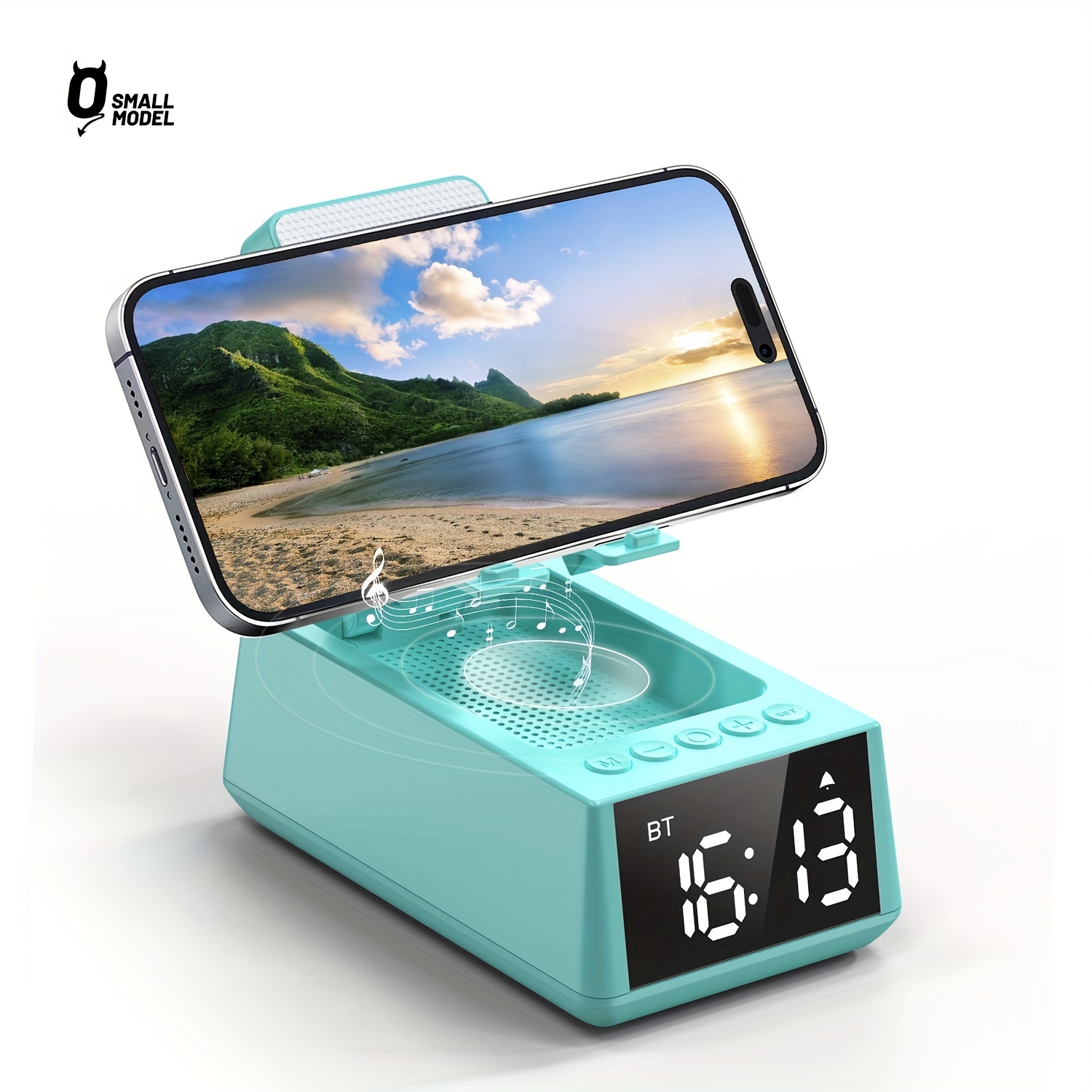 wireless speaker with alarm and anti slip base high definition surround sound mobile phone holder suitable for home and outdoor use desktop computer with speaker compatible with iphone ipad samsung galaxy details 7