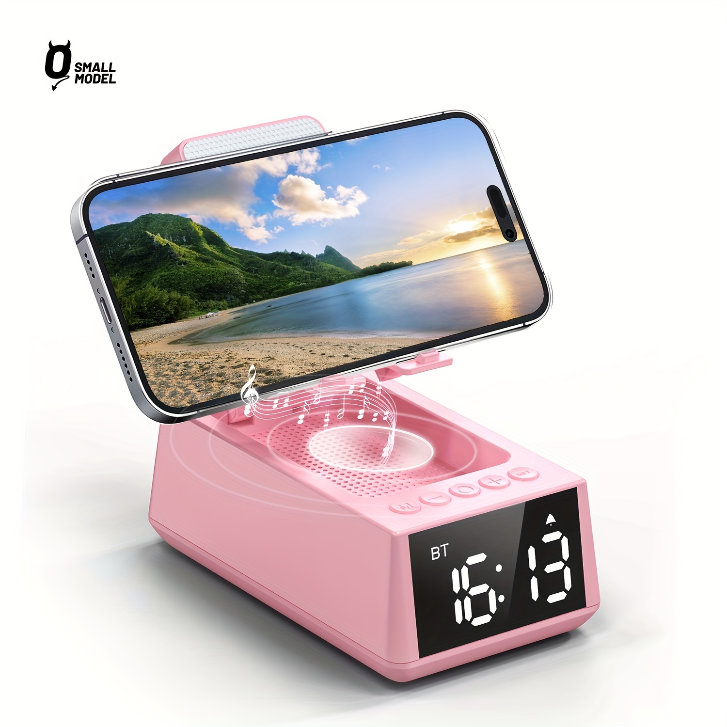 wireless speaker with alarm and anti slip base high definition surround sound mobile phone holder suitable for home and outdoor use desktop computer with speaker compatible with iphone ipad samsung galaxy details 8