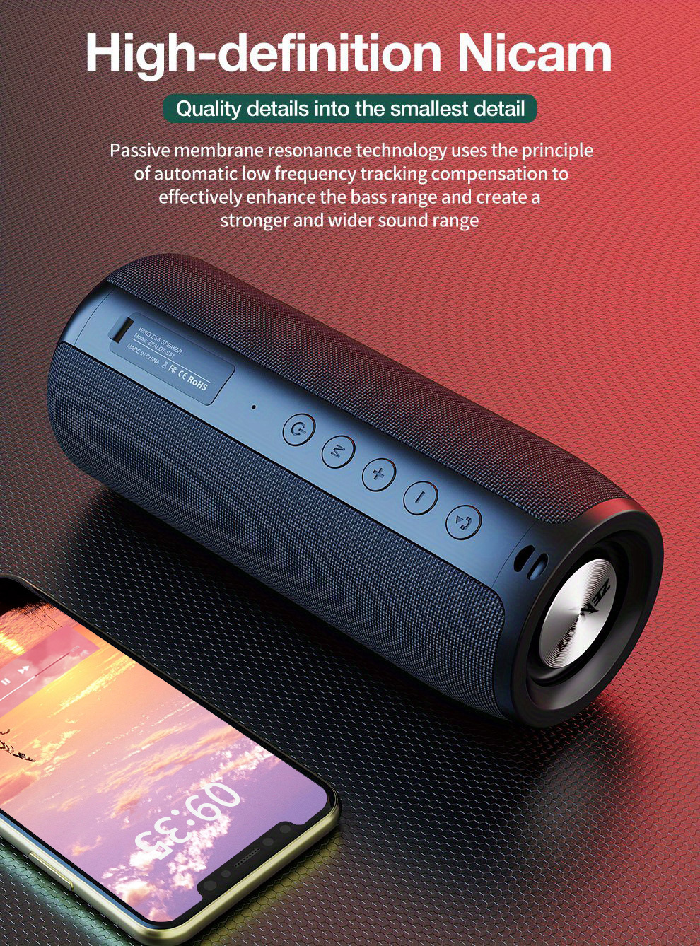 zealot 20w wireless speakers outdoor portable subwoofer speaker waterproof ipx 5 wireless speaker dual pairing 1800mah battery 6 hours playtime loud stereo booming bass details 2