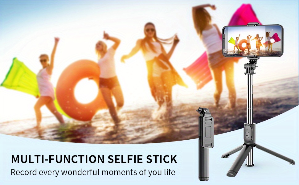 selfie stick extendable selfie stick tripod with wireless remote and tripod stand portable lightweight compatible with iphone 14 13 12 pro xs max xr x 8plus 7 samsung smartphone and more details 1