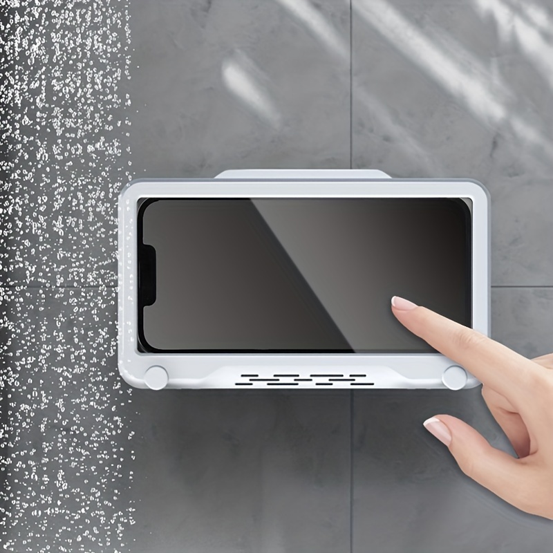 bathroom waterproof mobile phone holder bathing watch tv tracking watching video mobile phone touch screen toilet waterproof mobile phone box can hang things mobile phone holder details 0
