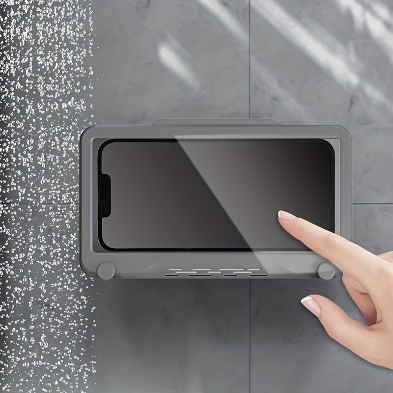 bathroom waterproof mobile phone holder bathing watch tv tracking watching video mobile phone touch screen toilet waterproof mobile phone box can hang things mobile phone holder details 2