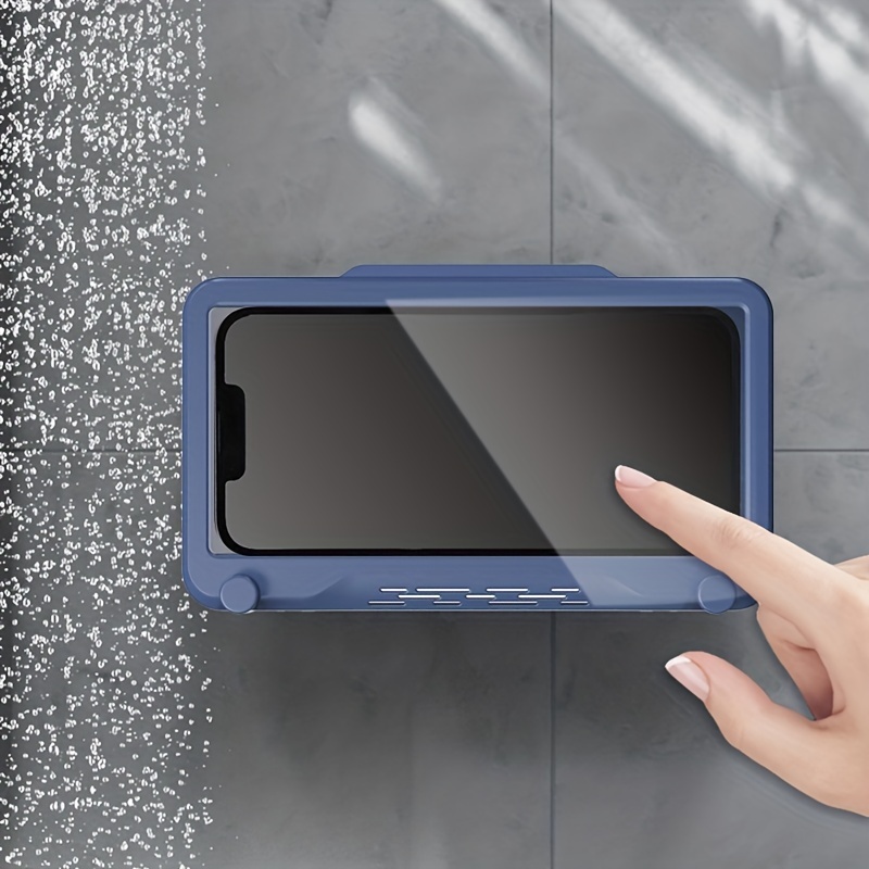 bathroom waterproof mobile phone holder bathing watch tv tracking watching video mobile phone touch screen toilet waterproof mobile phone box can hang things mobile phone holder details 3