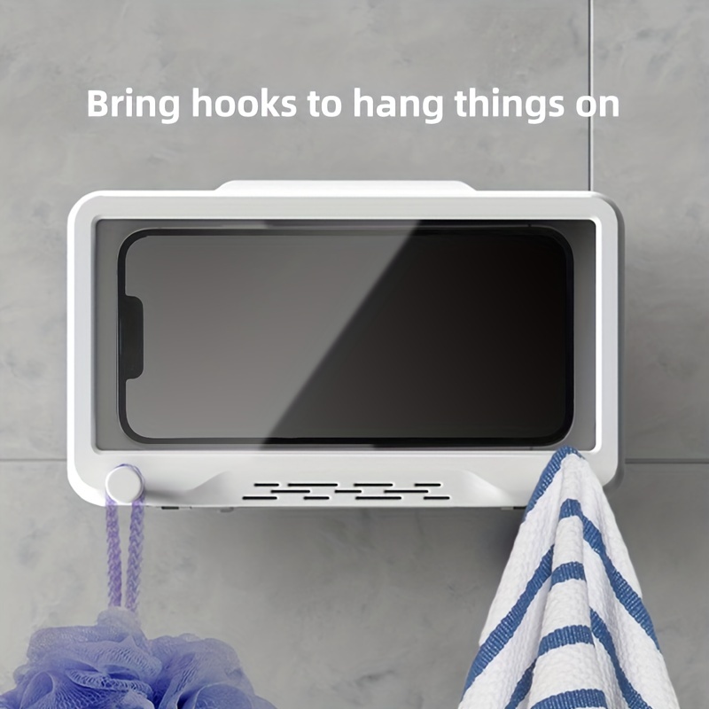 bathroom waterproof mobile phone holder bathing watch tv tracking watching video mobile phone touch screen toilet waterproof mobile phone box can hang things mobile phone holder details 4