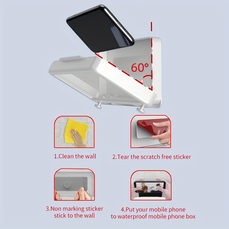 bathroom waterproof mobile phone holder bathing watch tv tracking watching video mobile phone touch screen toilet waterproof mobile phone box can hang things mobile phone holder details 6