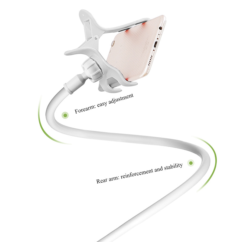 mobile phone clamp bracket flexible long arm gooseneck lazy person bracket with handle bedside tabletop overhead live streaming mobile phone tablet bracket details 4