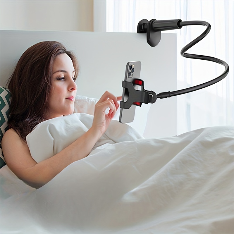 mobile phone clamp bracket flexible long arm gooseneck lazy person bracket with handle bedside tabletop overhead live streaming mobile phone tablet bracket details 6