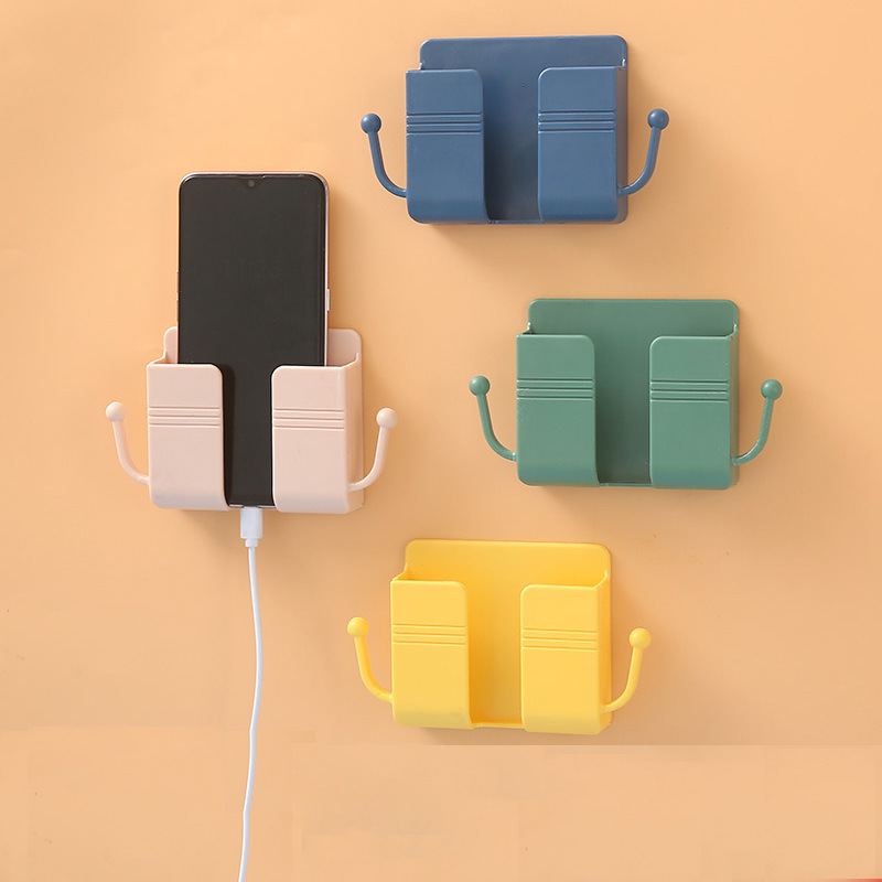 1pc wall mounted remote control holder keep your remote controls mobile phones organized charged details 0