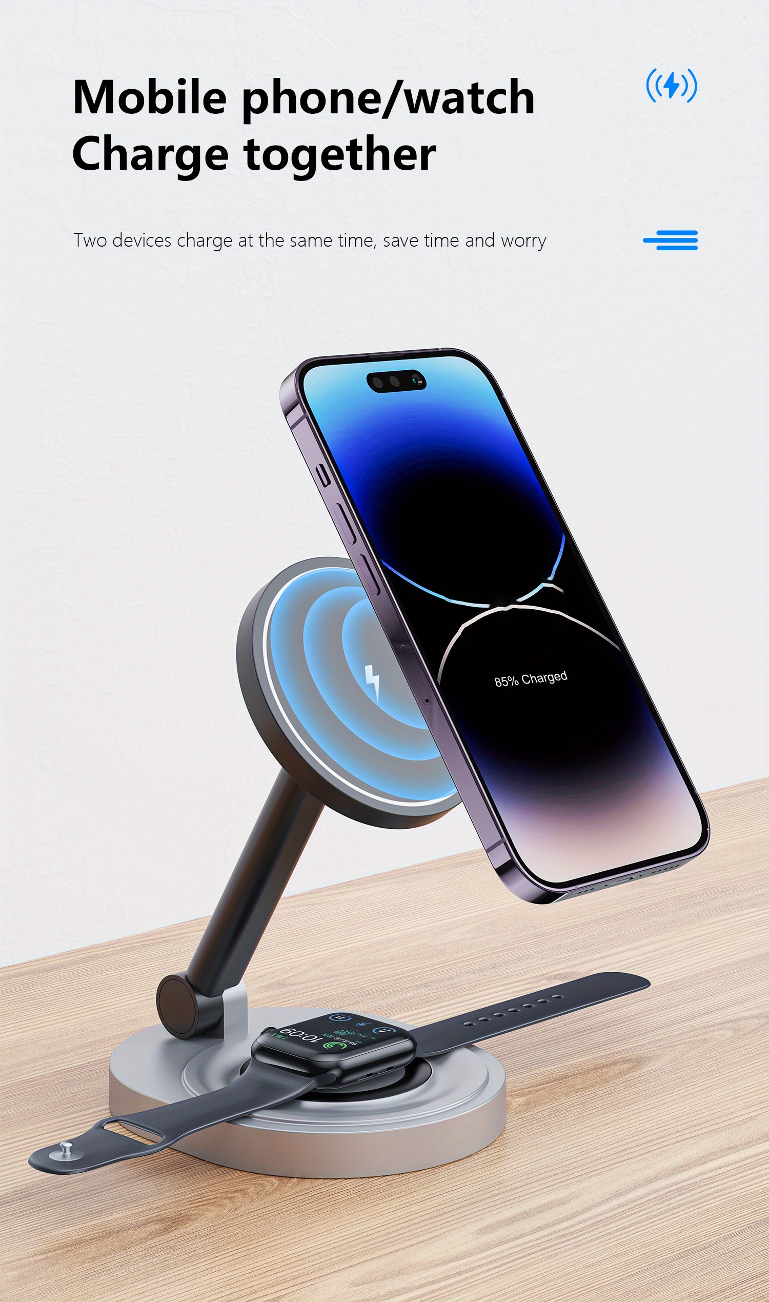 foldable wireless charger 2in1 fast magnetic station 15w compatible with mag safe charging station for multiple devices wireless charger stand charger charging dock for iphone 14 13 12 series iwatch airpods details 2