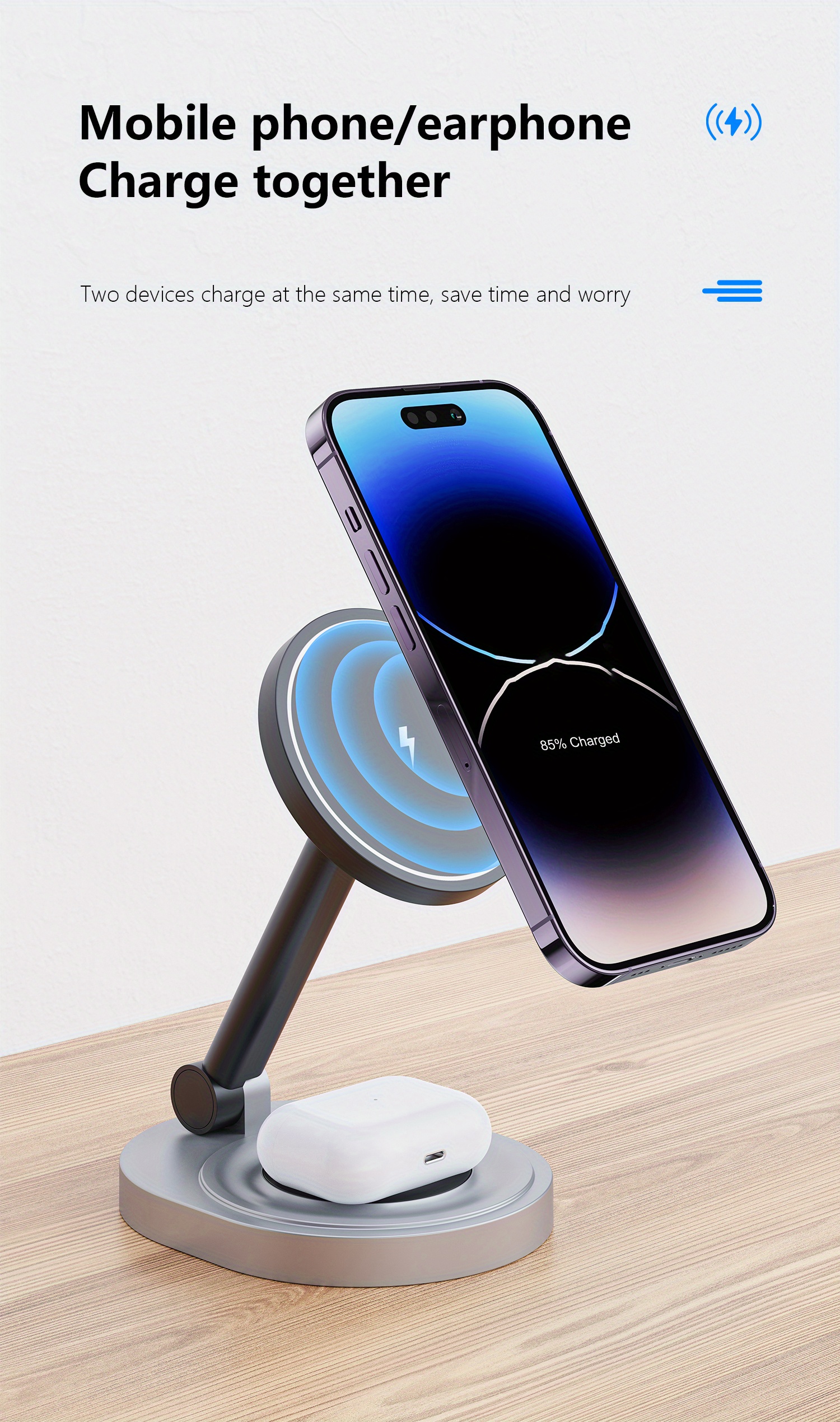 foldable wireless charger 2in1 fast magnetic station 15w compatible with mag safe charging station for multiple devices wireless charger stand charger charging dock for iphone 14 13 12 series iwatch airpods details 3