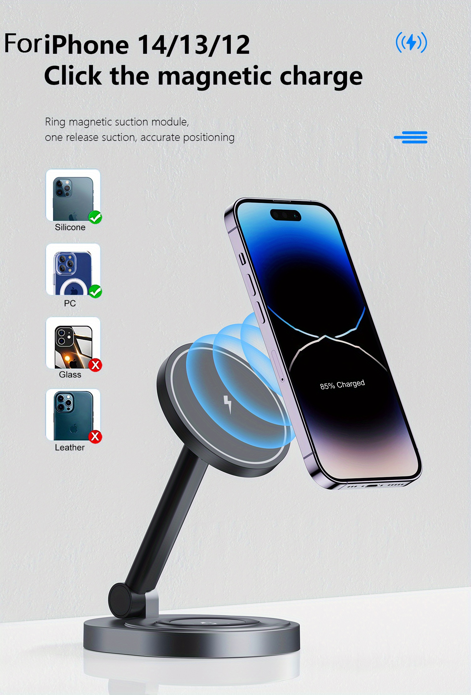 foldable wireless charger 2in1 fast magnetic station 15w compatible with mag safe charging station for multiple devices wireless charger stand charger charging dock for iphone 14 13 12 series iwatch airpods details 4