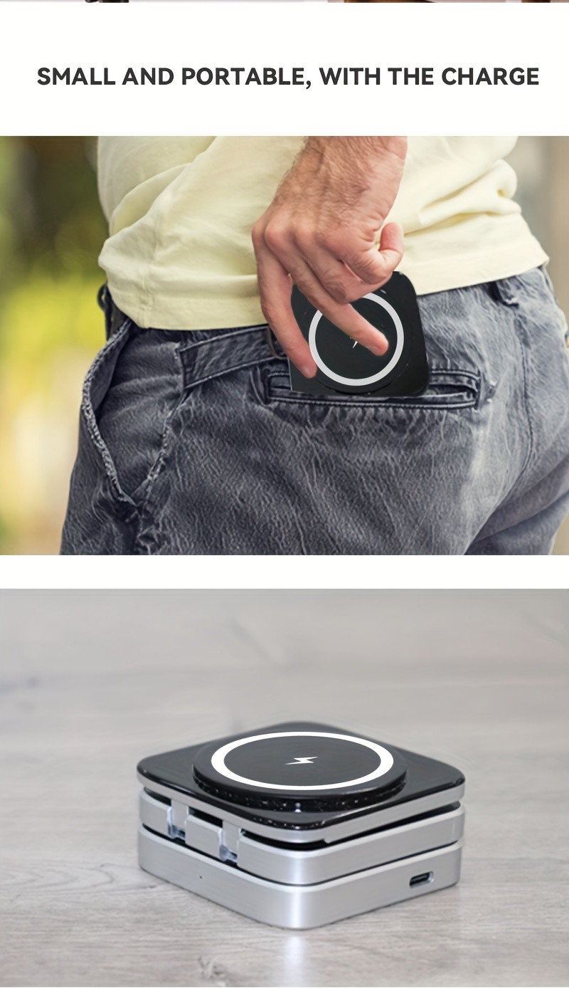 3-in-1 Foldable Magnetic Wireless Charger, Type-C Input, Maximum Output For Phone 15W, Watch 3W, And Earphones 5W. It Can Efficiently Charge Multiple Devices At The Same Time, Suitable For Home Use details 6