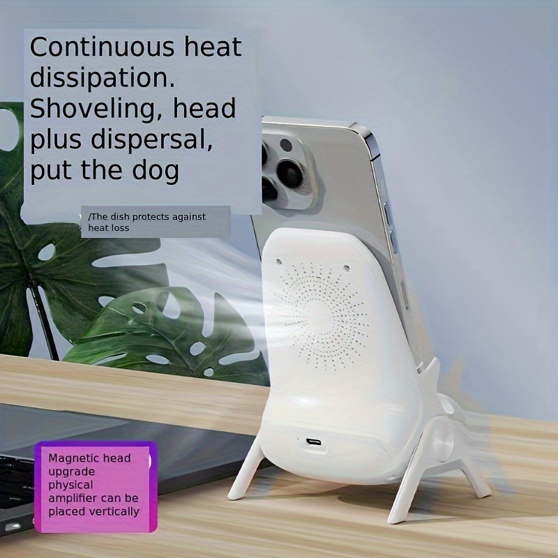 Portable Mini Chair Wireless Charger, Wireless Charging Station Phone Stand Holder Bracket With Musical Speakers Function For All Phones(Wireless Function Only Suitable For Mobile Phones With Wireless Charging Function, With 3pcs Charging Headsï¼‹1pc Fast Charge Cable) details 1