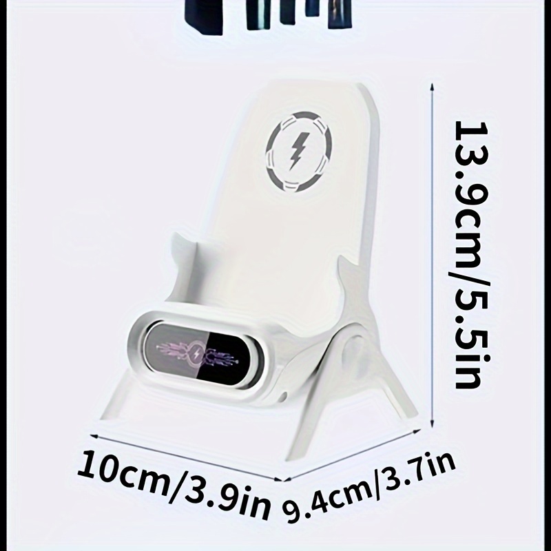 Portable Mini Chair Wireless Charger, Wireless Charging Station Phone Stand Holder Bracket With Musical Speakers Function For All Phones(Wireless Function Only Suitable For Mobile Phones With Wireless Charging Function, With 3pcs Charging Headsï¼‹1pc Fast Charge Cable) details 2