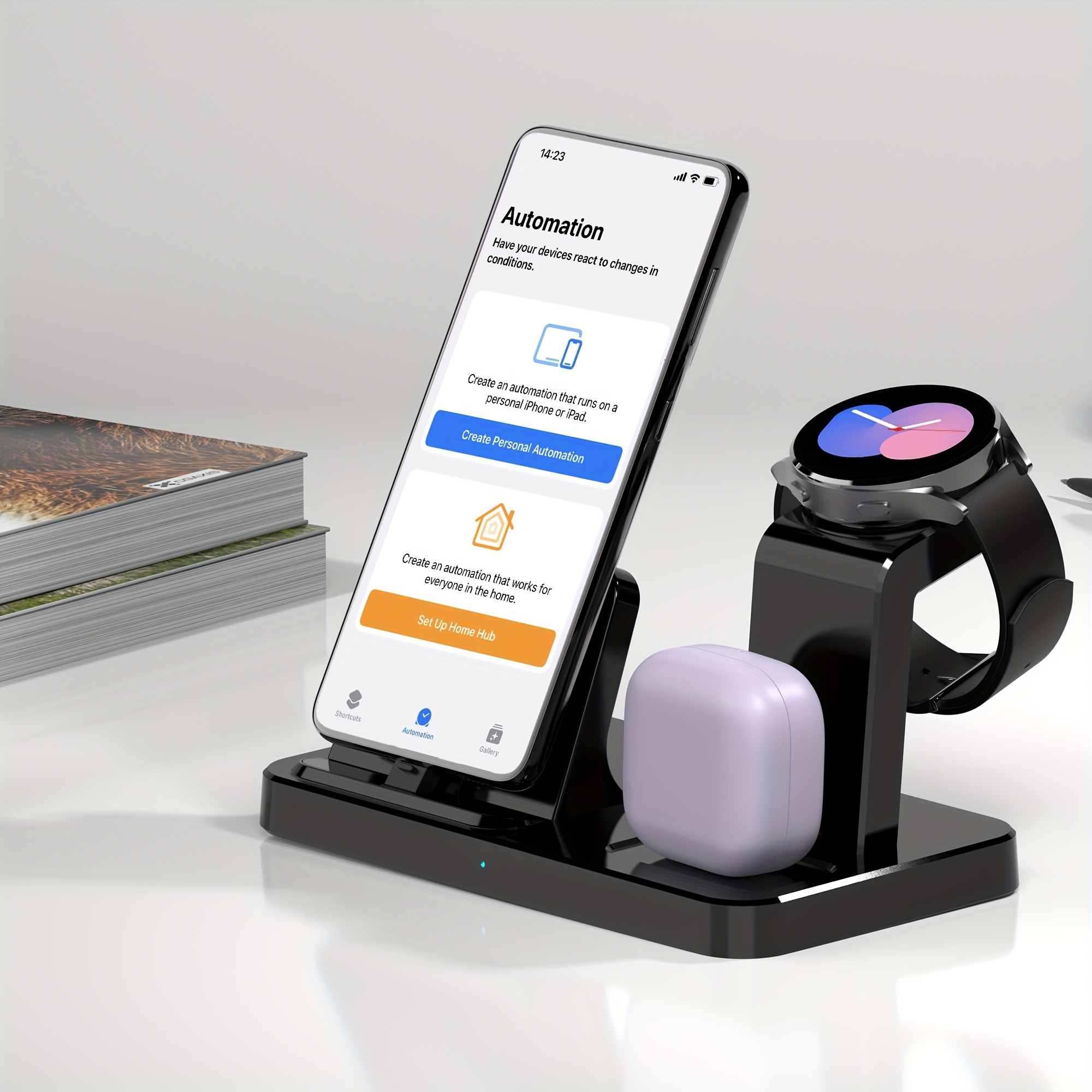 3 in 1 charging station for samsung multiple devices fast charging stand for galaxy s23 ultra s23 s22 s21 note20 z flip z fold 4 galaxy buds wireless charger dock stand for galaxy watch 6 classic 5 pro 4 3 lte active 2 1 details 8