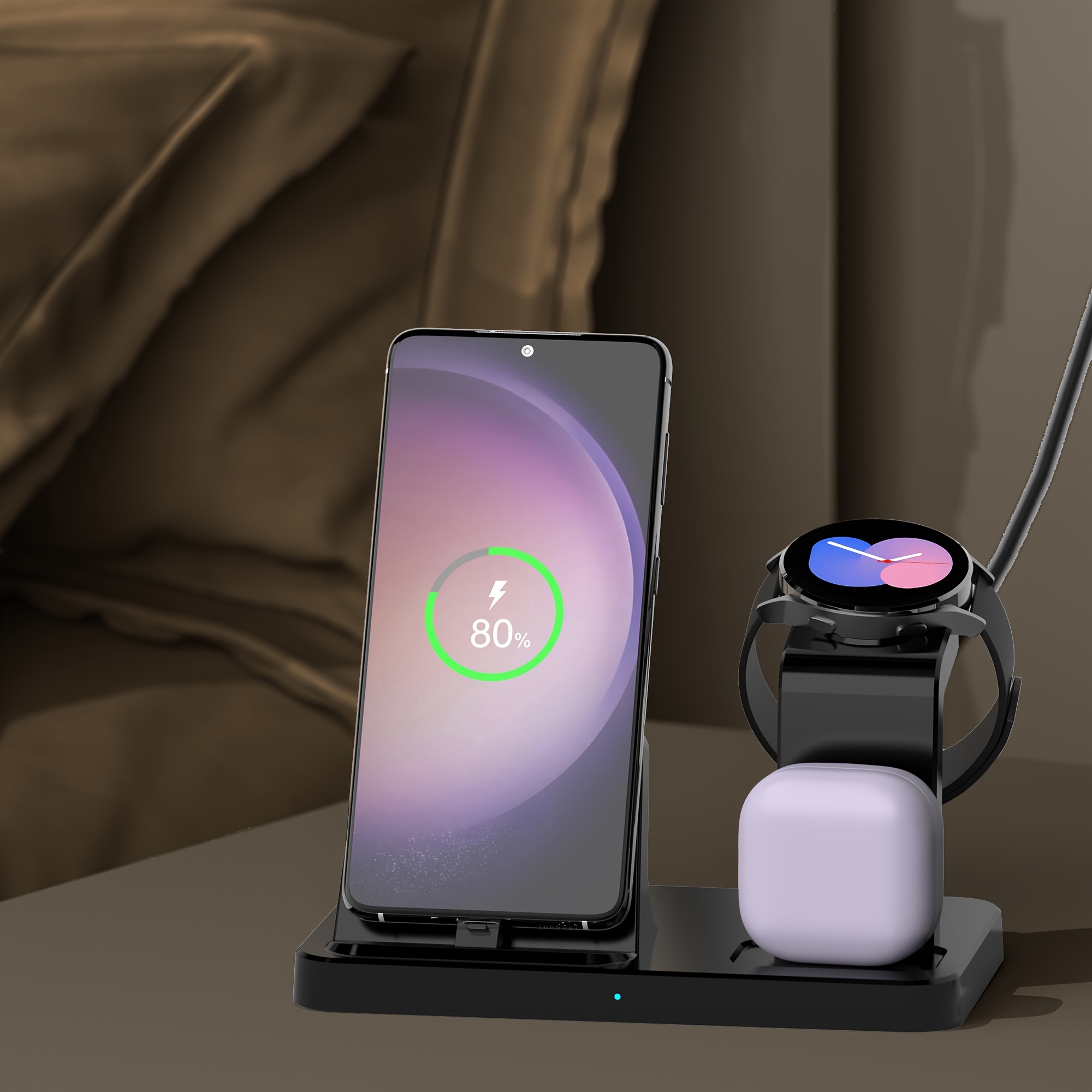 3 in 1 charging station for samsung multiple devices fast charging stand for galaxy s23 ultra s23 s22 s21 note20 z flip z fold 4 galaxy buds wireless charger dock stand for galaxy watch 6 classic 5 pro 4 3 lte active 2 1 details 9