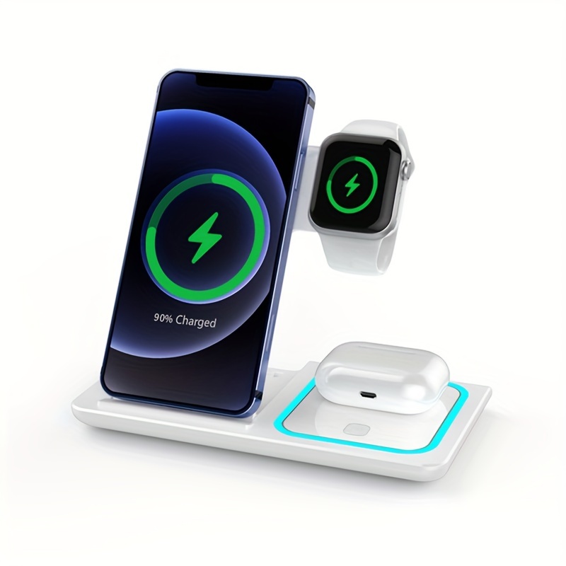 3 in 1 wireless charger stand pad for iphone 14 13 12 11 x iwatch 8 7 airpods foldable 15w phone fast charging dock station details 4