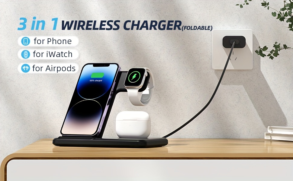 3 in 1 foldable wireless charger fast wireless charging station for iphone 14 13 12 11 pro max mini 8 plus x xr xs x se for iwatch ultra 8 7 6 5 4 3 2 1 se for airpods 3 2 1 pro pro2 details 0