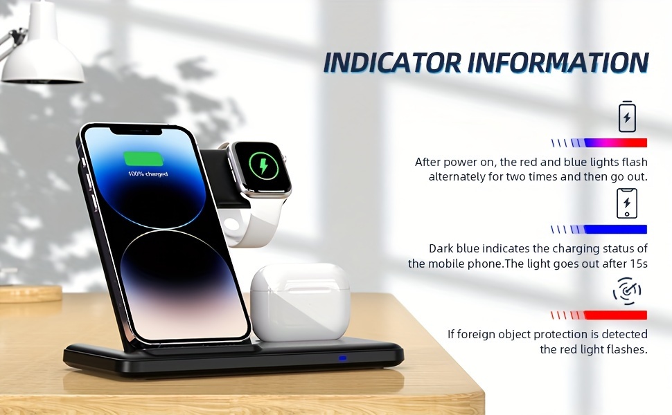 3 in 1 foldable wireless charger fast wireless charging station for iphone 14 13 12 11 pro max mini 8 plus x xr xs x se for iwatch ultra 8 7 6 5 4 3 2 1 se for airpods 3 2 1 pro pro2 details 2